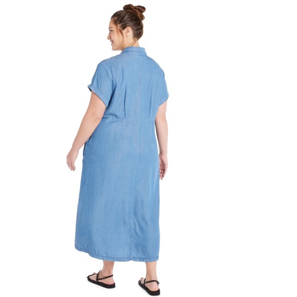 Maxi Shirt Dress with Side Pockets Sizes 4X - Picture 3 of 5